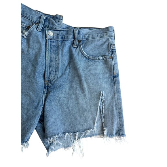 AGOLDE Denim Distressed Asymmetrical Shorts Size 28 - Picture 10 of 11